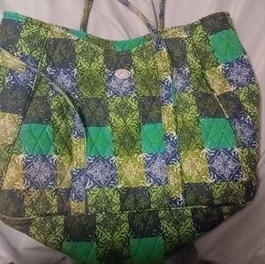 Mona B Green and Blue Patterned Tote